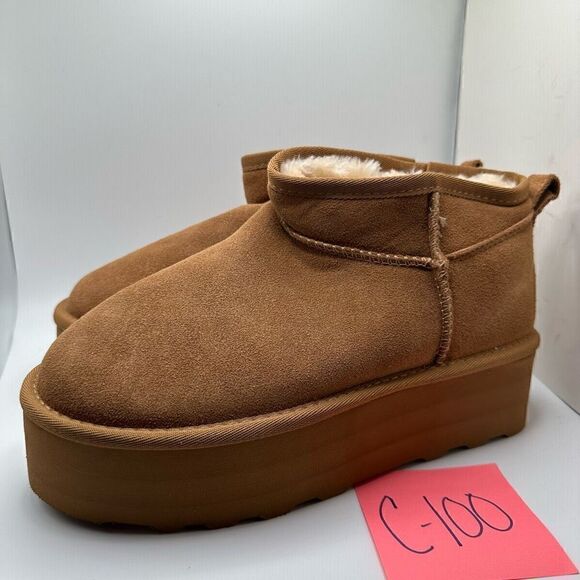 CUSHIONAIRE Women's Genuine Suede pull platform boot +Memory Foam 8.5 CHESTNUT - Picture 3 of 7